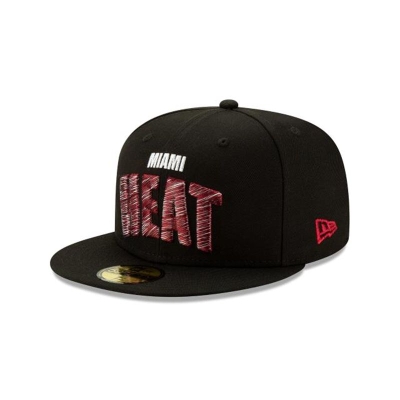 Miami Heat Gorra | New Era NBA Raised Threads 59fifty Fitted Cap Mexico - Negros